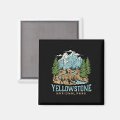 Yellowstone Nationaal Park Wolf Bison Beer Vinta Magneet (Voorkant / Achterkant)