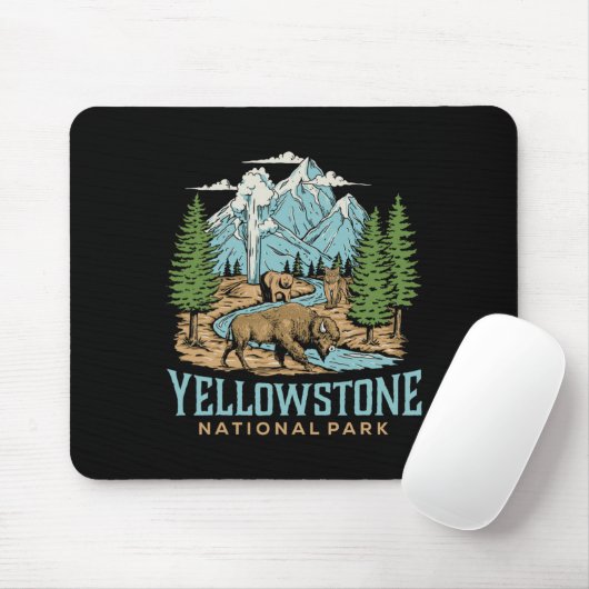 Yellowstone Nationaal Park Wolf Bison Beer Vinta Muismat (Met muis)