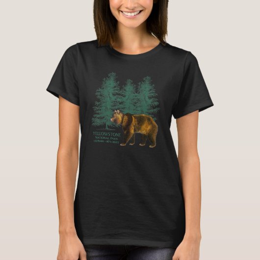 Yellowstone National Park 150 Years Bear Trees Sou T-shirt (Voorkant)