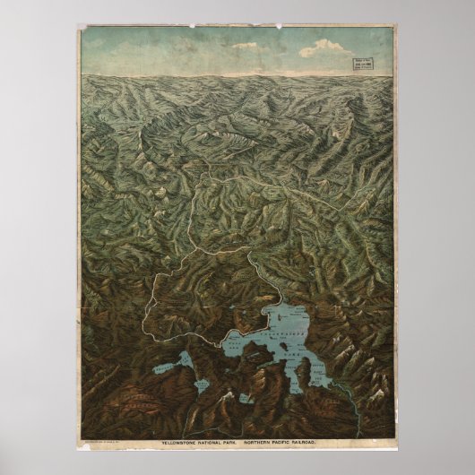 Yellowstone National Park 1895 Panoramic Map Poster (Voorkant)