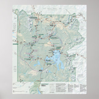 Yellowstone National Park 2026 kaart Poster