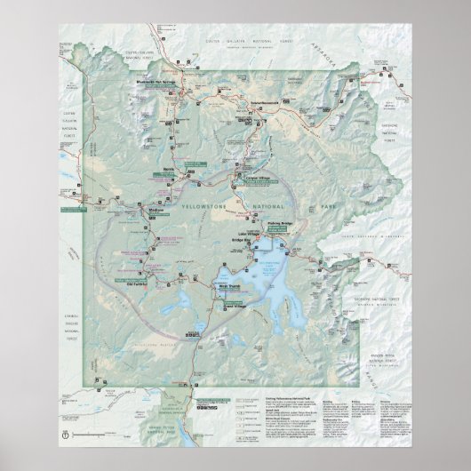 Yellowstone National Park 2026 kaart Poster (Voorkant)