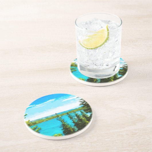 Yellowstone National Park Abstract Impressionisme Zandsteen Onderzetter (Zijkant)