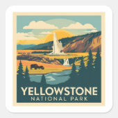Yellowstone National Park Adventure Design Vierkante Sticker (Voorkant)