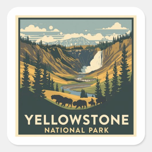 Yellowstone National Park Adventure Design Vierkante Sticker (Voorkant)