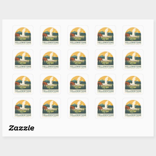 Yellowstone National Park Adventure Design Vierkante Sticker (Vel)
