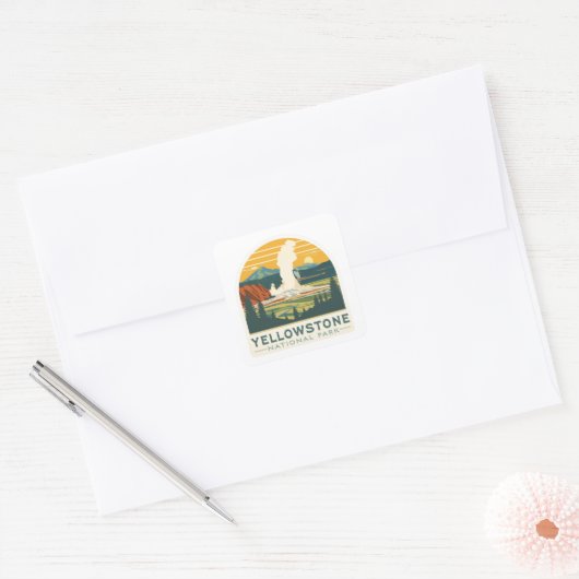 Yellowstone National Park Adventure Design Vierkante Sticker (Envelop)