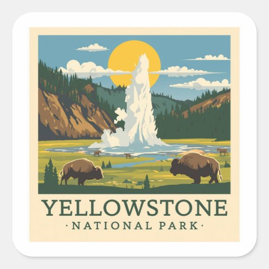 Yellowstone National Park Adventure Design Vierkante Sticker (Voorkant)