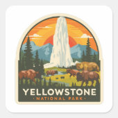 Yellowstone National Park Adventure Design Vierkante Sticker (Voorkant)