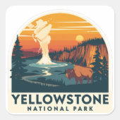 Yellowstone National Park Adventure Design Vierkante Sticker (Voorkant)