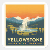 Yellowstone National Park Adventure  Vierkante Sticker (Voorkant)