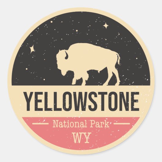 Yellowstone National Park Badge Ronde Sticker (Voorkant)