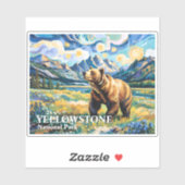 Yellowstone National Park Bear Landscape Van Gogh Sticker (Vel)