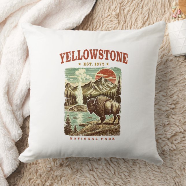 Yellowstone National Park: bergen en bizons Kussen (Deken)