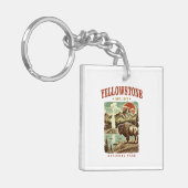 Yellowstone National Park: bergen en bizons Sleutelhanger (Voorkant Links)