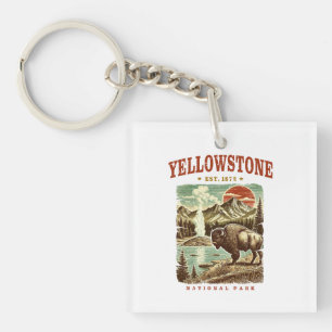 Yellowstone National Park: bergen en bizons Sleutelhanger