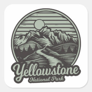 Yellowstone National Park Bergpad Vierkante Sticker