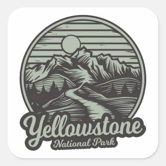 Yellowstone National Park Bergpad Vierkante Sticker (Voorkant)