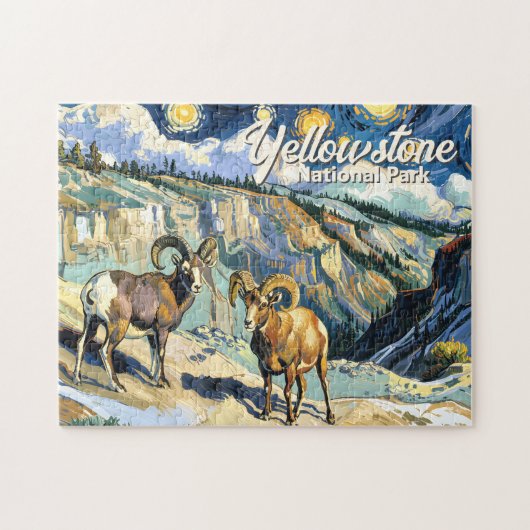 Yellowstone National Park Bighorn Sheep Van Gogh Legpuzzel (Horizontaal)