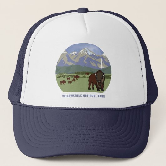 Yellowstone National Park Bison Mountain Classic Trucker Pet (Voorkant)