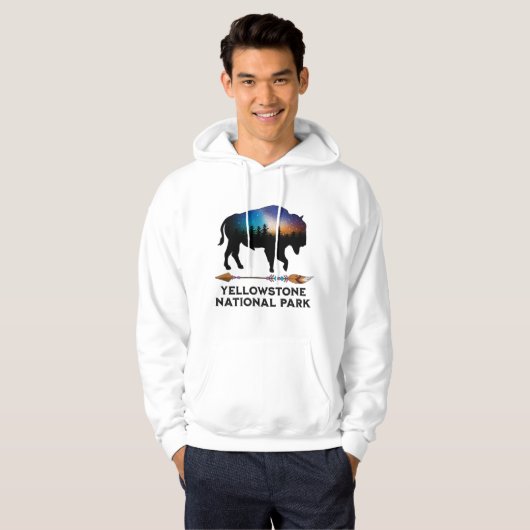 Yellowstone National Park Bison Night Sky Vacking Hoodie (Voorkant volledig)