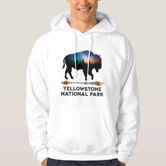 Yellowstone National Park Bison Night Sky Vacking Hoodie (Voorkant)