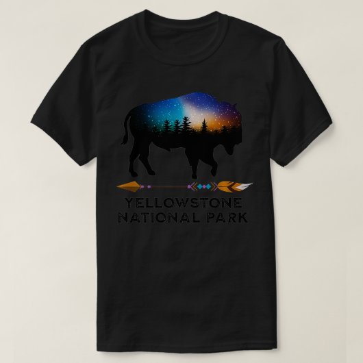 Yellowstone National Park Bison Night Sky Vacking T-shirt (Design voorkant)