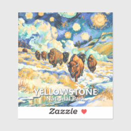 Yellowstone National Park Bison Vintage Van Gogh Sticker