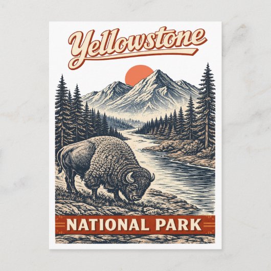 Yellowstone National Park - Bizon Briefkaart (Voorkant)