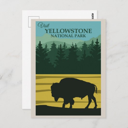  Yellowstone National Park Buffalo Briefkaart (Voorkant / Achterkant)