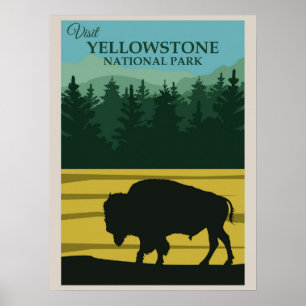  Yellowstone National Park Buffalo Poster