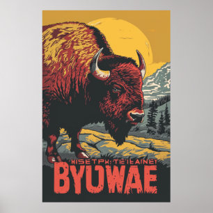 Yellowstone National Park Buffalo Reizen Poster