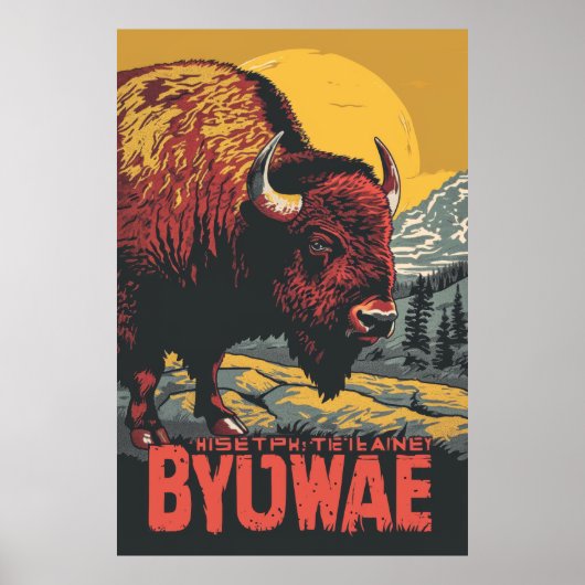 Yellowstone National Park Buffalo Reizen Poster (Voorkant)