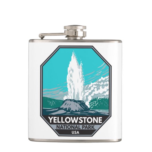 Yellowstone National Park Castle Geyser  Heupfles (Voorkant)