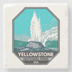 Yellowstone National Park Castle Geyser  Stenen Onderzetter