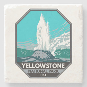 Yellowstone National Park Castle Geyser  Stenen Onderzetter