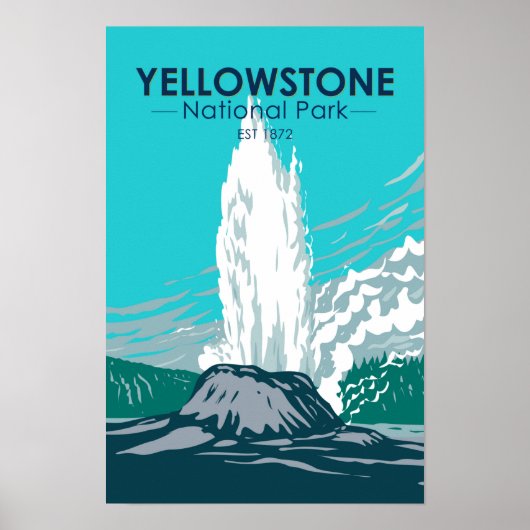 Yellowstone National Park Castle Geyser Vintage Poster (Voorkant)