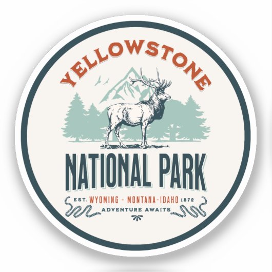 Yellowstone National Park Cute Landscape Sticker (Voorkant)