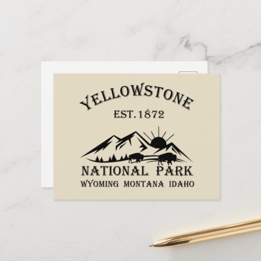 Yellowstone National Park Feestdagenkaart (Voorkant / Achterkant in situ)