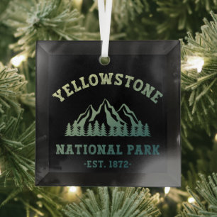Yellowstone National Park Gradient Hiking Camping Glas Ornament