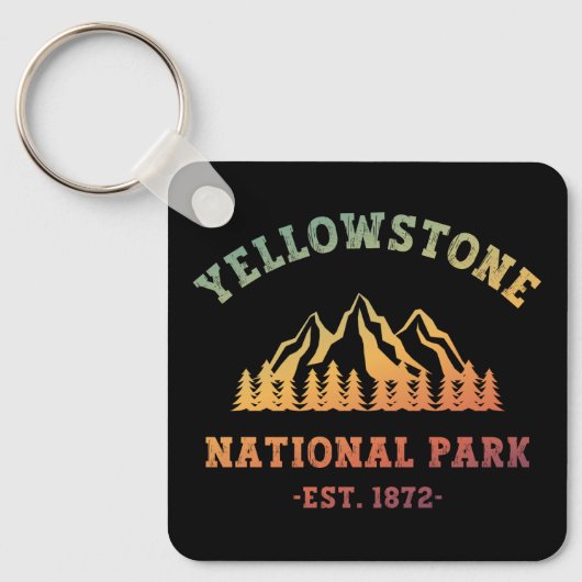 Yellowstone National Park Gradient Hiking Camping Sleutelhanger (Voorkant)