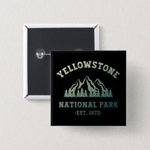 Yellowstone National Park Gradient Hiking Camping Vierkante Button 5,1 Cm