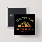 Yellowstone National Park Gradient Hiking Camping Vierkante Button 5,1 Cm (Voorkant /achterkant)