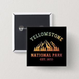 Yellowstone National Park Gradient Hiking Camping Vierkante Button 5,1 Cm