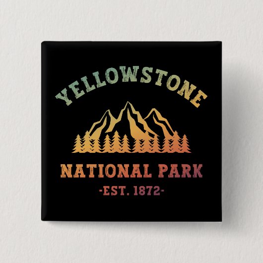 Yellowstone National Park Gradient Hiking Camping Vierkante Button 5,1 Cm (Voorkant)
