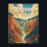 Yellowstone National Park Grand Canyon Retro Art Briefkaart<br><div class="desc">Ontwerp van geelstenen vectorillustraties. Het park bevat dramatische canyons,  alpiene rivieren,  spoelbossen,  hete bronnen en geisers,  inclusief de beroemdste oude gelovigen.</div>