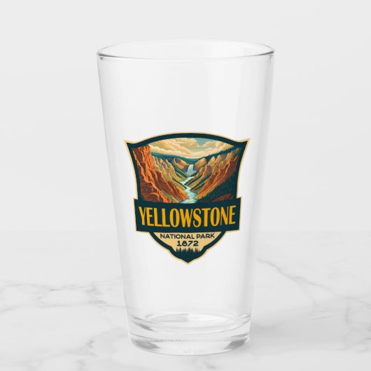 Yellowstone National Park Grand Canyon Retro Art Glas (Voorkant)