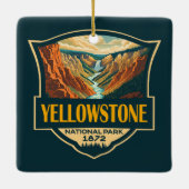 Yellowstone National Park Grand Canyon Retro Art Keramisch Ornament (Achterkant)