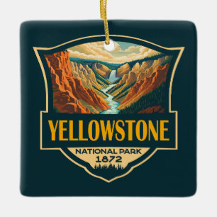 Yellowstone National Park Grand Canyon Retro Art Keramisch Ornament