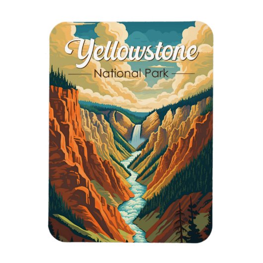 Yellowstone National Park Grand Canyon Retro Art Magneet (Verticaal)